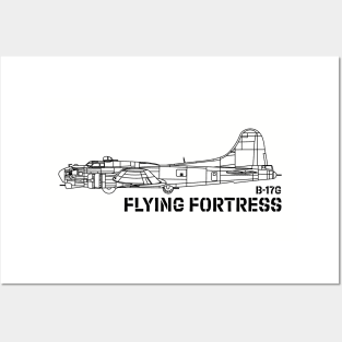 B-17 Flying Fortress - USAAF (Black) Posters and Art